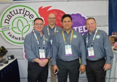 The team of Naturipe Farms in its rebranded booth. From left to right: Joe Dugo, Kasey Kelley, German Llanten and Archie Taylor.